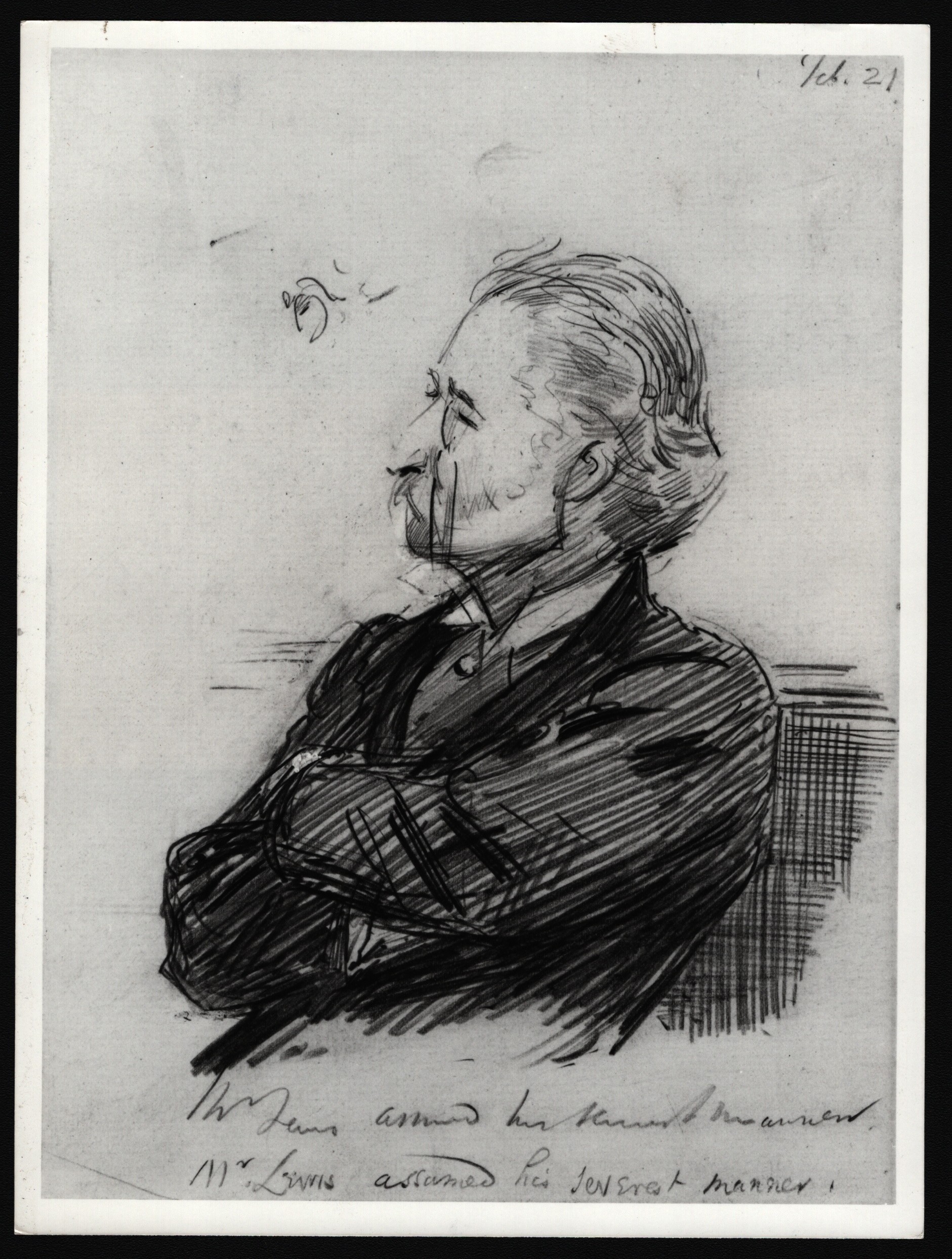 PHOTOGRAPH OF DRAWING OF SIR G.H. LEWIS FOR NATIONAL PORTRAIT GALLERY LONDON