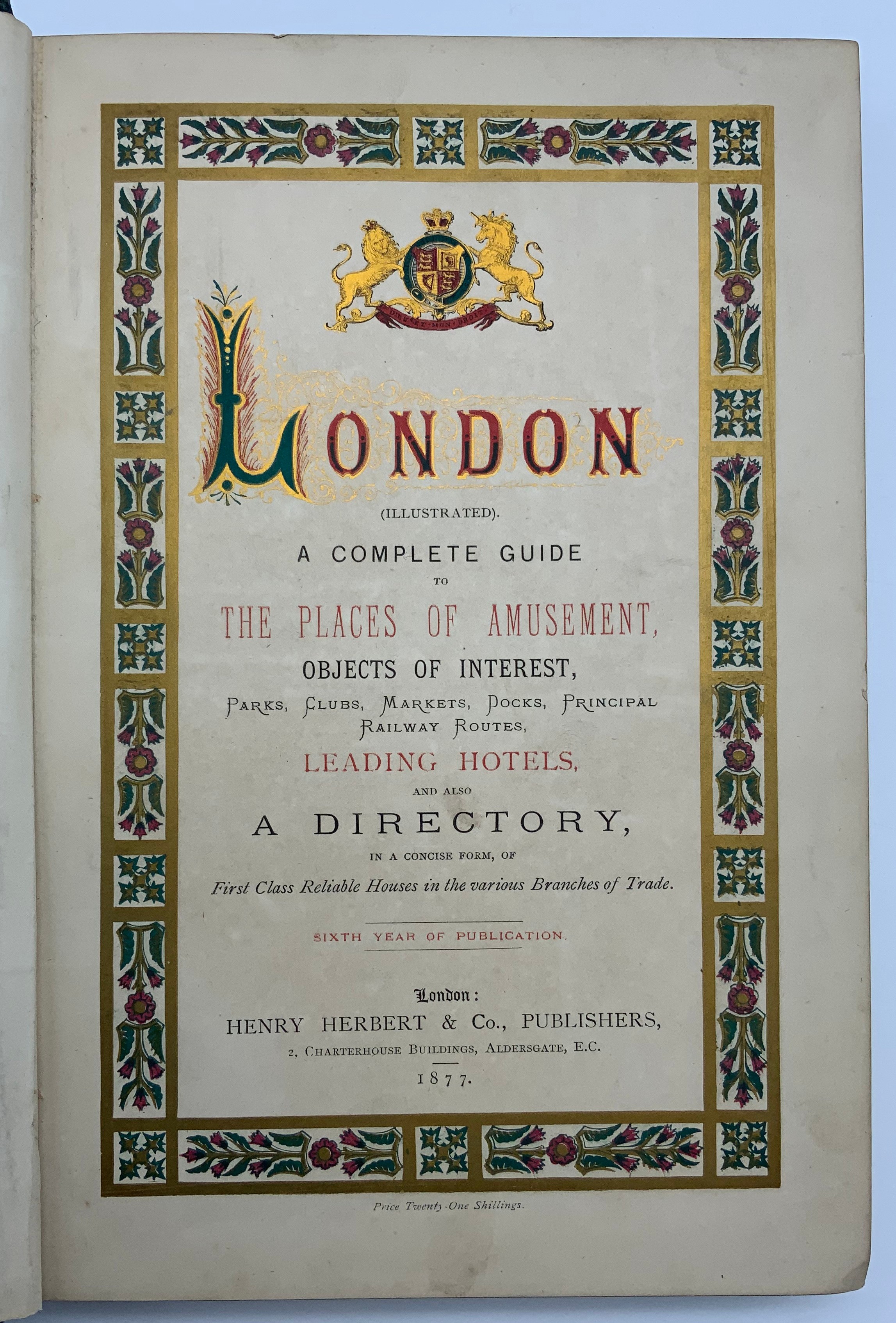 1877 LONDON A COMPLETE GUIDE TO THE LEADING HOTELS - Image 2 of 8