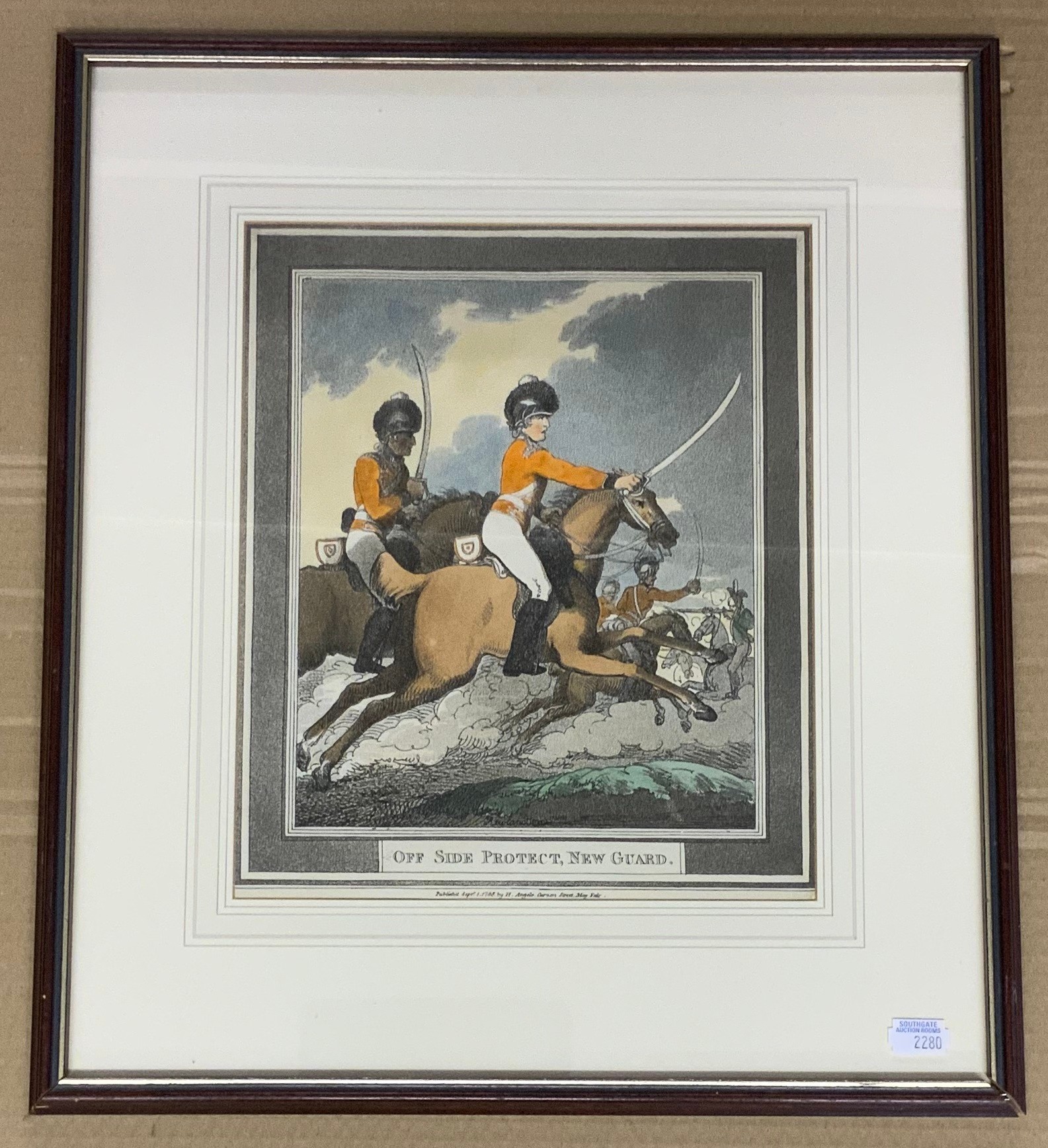 FRAMED OFF SIDE PROTECT, NEW GUARD PRINT BY THOMAS ROWLANDSON