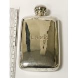 STERLING SILVER HIP FLASK - INITIALLED