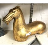 METAL GILT HORSE - HEIGHT 33CM & LENGTH 46CM