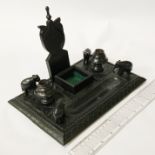 VICTORIAN EBONY ELEPHANT INKSTAND