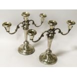 PAIR SILVER EMBOSSED CANDELABRA - 28CMS