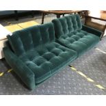 HABITAT FENNER 3 SEATER VELVET SOFA - EMERALD