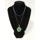 STERLING SILVER TURQUOISE PENDANT & CHAIN & MATCHING STUDS