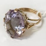 GOLD LADIES SEMI PRECIOUS STONE DRESS RING - SIZE Q