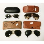 TWO RAY BAN SUNGLASSES WITH CASE & 2 OTHERS