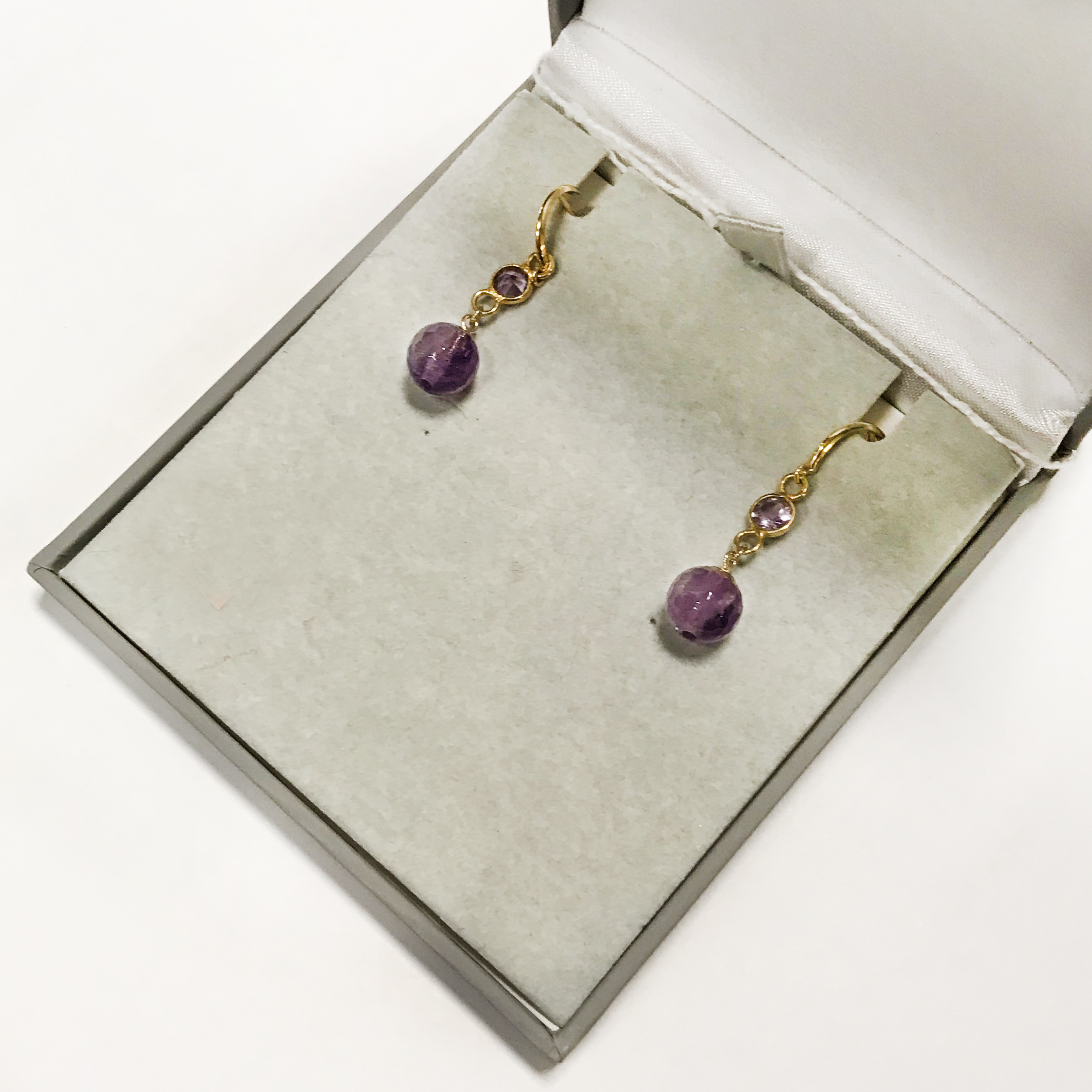 9CT GOLD AMETHYST DROP EARRINGS