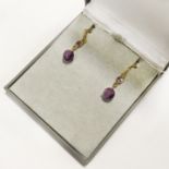 9CT GOLD AMETHYST DROP EARRINGS