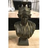 BRONZE ROMAN BUST - HEIGHT 20CM & WIDTH 10CM