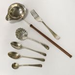 GEORGIAN SILVER LADLE & OTHER FLATWARE