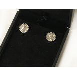 1 CARAT TOTAL DIAMOND CLUSTER EARRINGS SET IN WHITE GOLD