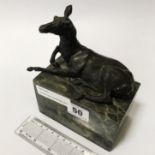 BRONZE DEER ON MARBLE BASE - 15CMS