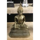 BRONZE SEATED BUDDHA - HEIGHT 25CM & WIDTH 15CM