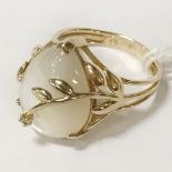 14CT GOLD NATURAL PEARL RING WITH SMALL DIAMOND - SIZE P