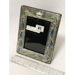 HM SILVER & ENAMEL PHOTO FRAME - 20CM