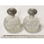 SCENT BOTTLES WITH HM SILVER TOPS - 11CMS