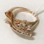 14CT ROSE GOLD SWIVEL DESIGN CLUSTER RING - SIZE P