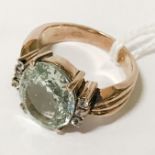 9CT ROSE GOLD AQUAMARINE RING - SIZE N