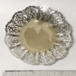 HM SILVER PIERCED TRAY - APPROX 13oz - 25cms