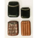 4 LEATHER CIGAR CASES- 3 WITH SILVER BANDS