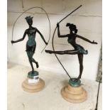 PAIR BRONZE GYMNAST GIRLS - APPROX 32CM