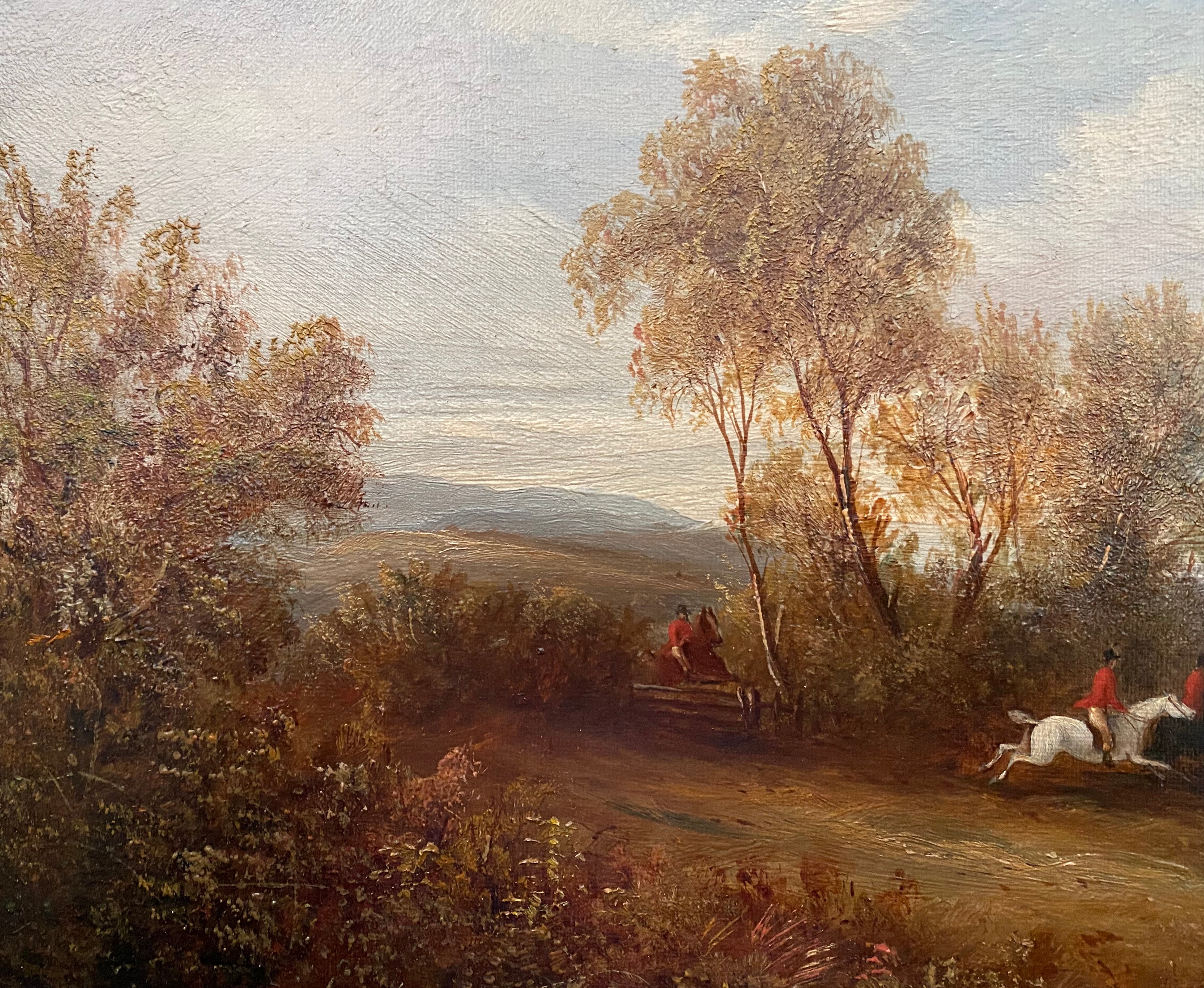 H. SHERBORNE 19THC OIL ON CANVAS - HUNTING PART ON THE SCENT - SIGNED LOWER LEFT (SIMILAR SOLD AT - Image 2 of 7