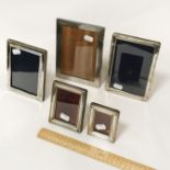 FIVE HM SILVER FRAMES A/F - LARGEST 18 X 13.5CM