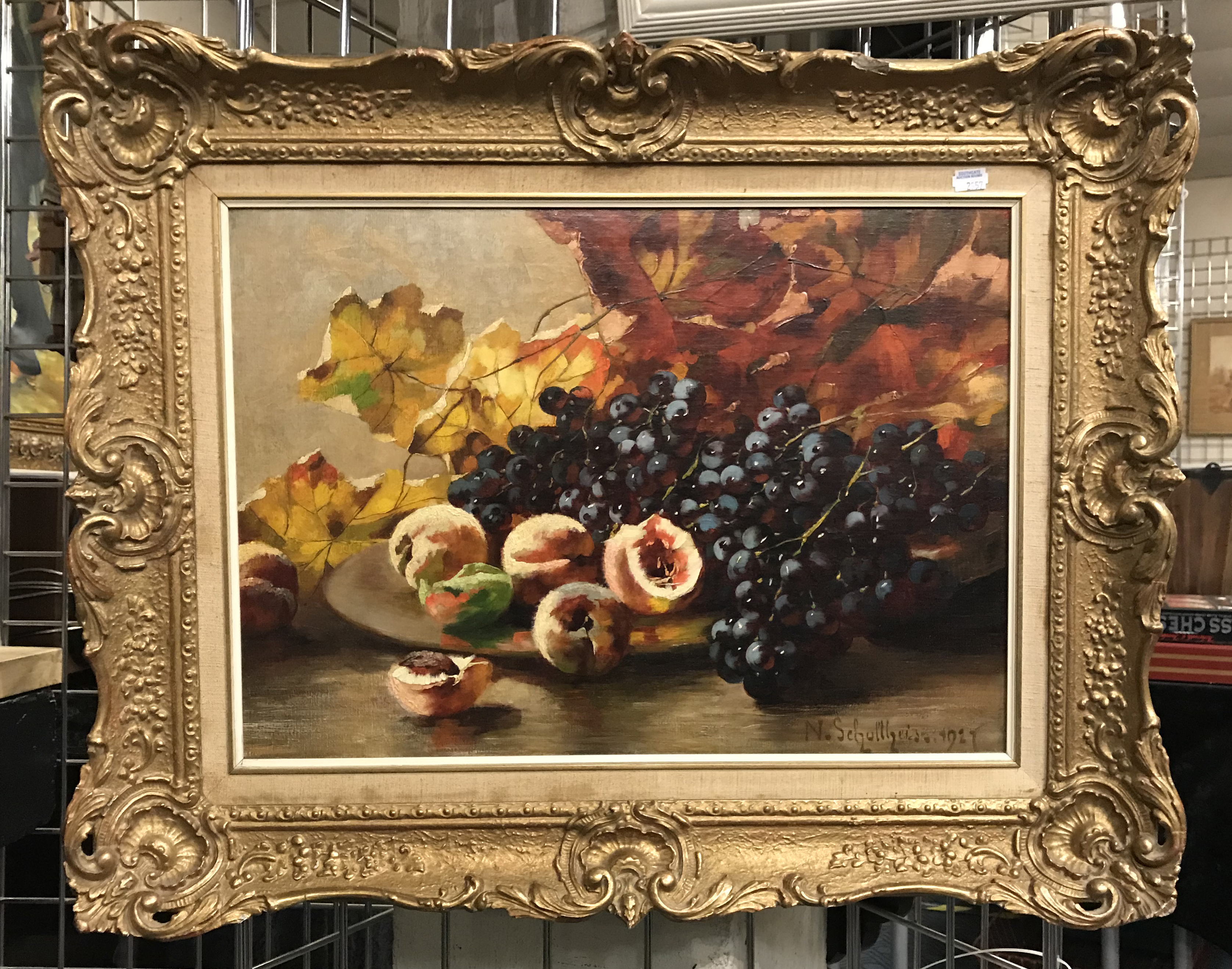 NATHALIE SCHULTHEISS 1865-1952 OIL ON CANVAS STILL LIFE - GOOD CONDITION - HAS BEEN RE LINED -