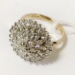 9CT WHITE GOLD DIAMOND CLUSTER RING SIZE M