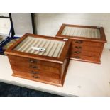 PAIR OF WALNUT EFFECT JEWELLERY CHESTS - 21 X 28 X 16 CMS