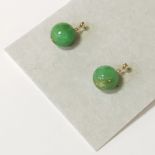 9CT GOLD JADE STUD EARRINGS