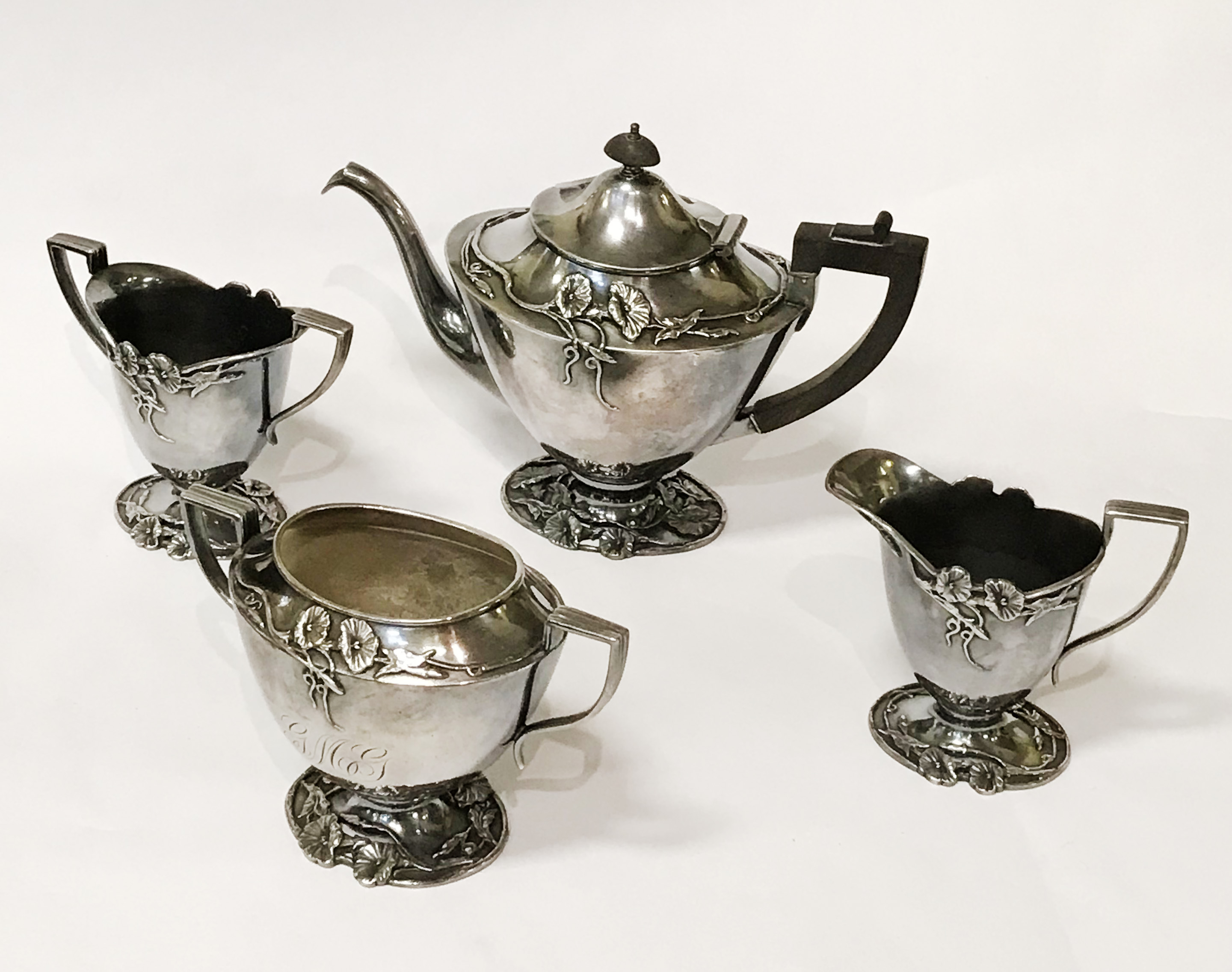 4 PIECE SILVER PLATED TEA SET