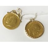 TWO HALF SOVEREIGNS - 1905 & 1914 - 1 IS LOOSE MOUNTED