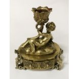 GILDED CHERUB RING BOX CANDLESTICK - 10CMS