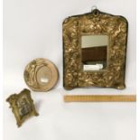 TWO ART NOUVEAU STYLE MIRRORS & CHERUB MIRROR - LARGEST 27CMS X 22CMS