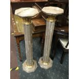 PAIR MARBLE & BRONZE PEDESTALS