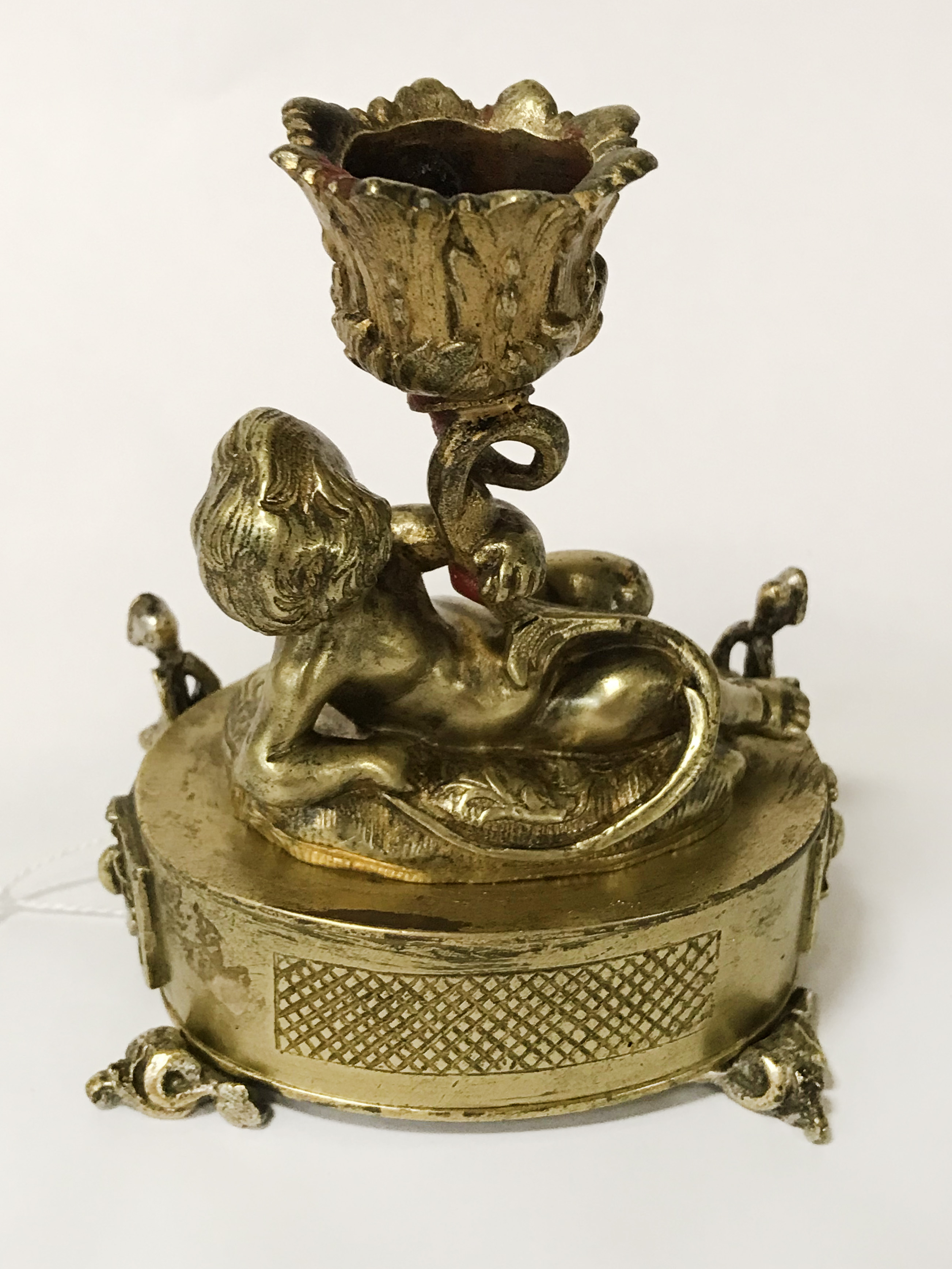 GILDED CHERUB RING BOX CANDLESTICK - 10CMS - Image 2 of 3