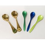 5 STERLING SILVER & ENAMEL DANISH SPOONS