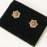 PAIR OF 21CT GOLD & DIAMOND SCREW BACKED EARRINGS