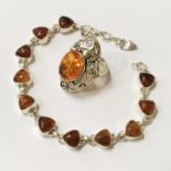 STERLING SILVER MIXED LOT AMBER JEWELLERY