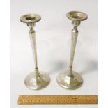 PAIR TALL HM SILVER CANDLESTICKS - 21CMS