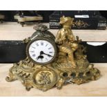 GILT MANTLE CLOCK WITH FRENCH MOVEMENT - 35CMS X 23CMS