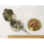 TWO BRASS COMPASSES