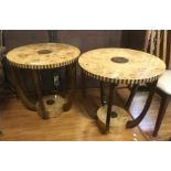 PAIR ROUND ART DECO STYLE TABLES