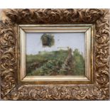 ROBERT MCGREGOR RSA 1848-1922 OIL ON BOARD - TENDING THE CABBAGE PATCH - SIGNED -18CM X 23CM
