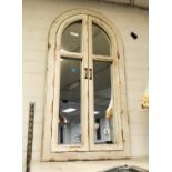 WHITE ARCH SHUTTER MIRROR - 100CMS X 53CMS