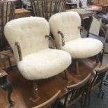 PAIR OF FURRY CLAM CHAIRS