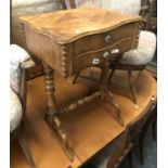 VICTORIAN TWO DRAWER SEWING TABLE WITH CONTENTS