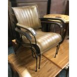 PAIR TAN LEATHER COCKTAIL CHAIRS